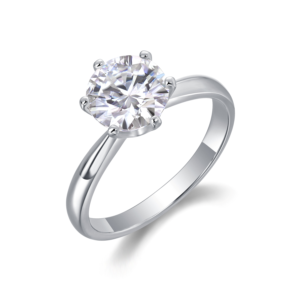 3ct Round Moissanite Solitaire Ring in S925 Sterling Silver, No. 10008