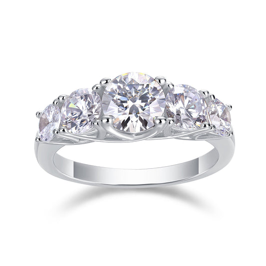 Moissanite Ring in S925 Sterling Silver, No. 10013
