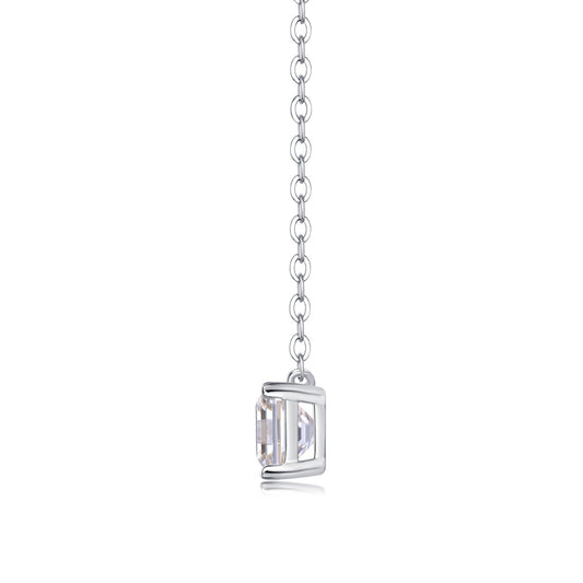 Square-Cut Moissanite Pendant Necklace in Sterling Silver, No. 10032