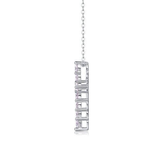 Moissanite Cross Necklace in Sterling Silver, No. 10033
