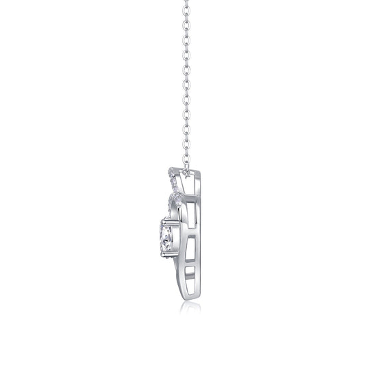 1 Carat Moissanite Heart Pendant Necklace in Sterling Silver, No. 10098