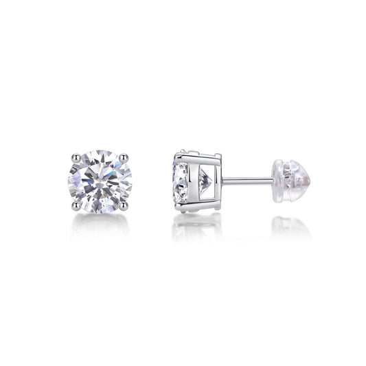 Moissanite Stud Earrings in Sterling Silver, No. 10485