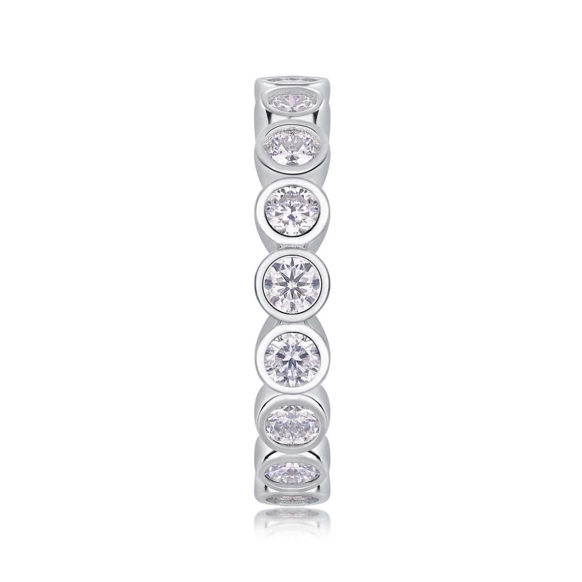 Moissanite Eternity Band Ring in Sterling Silver, No. 10989