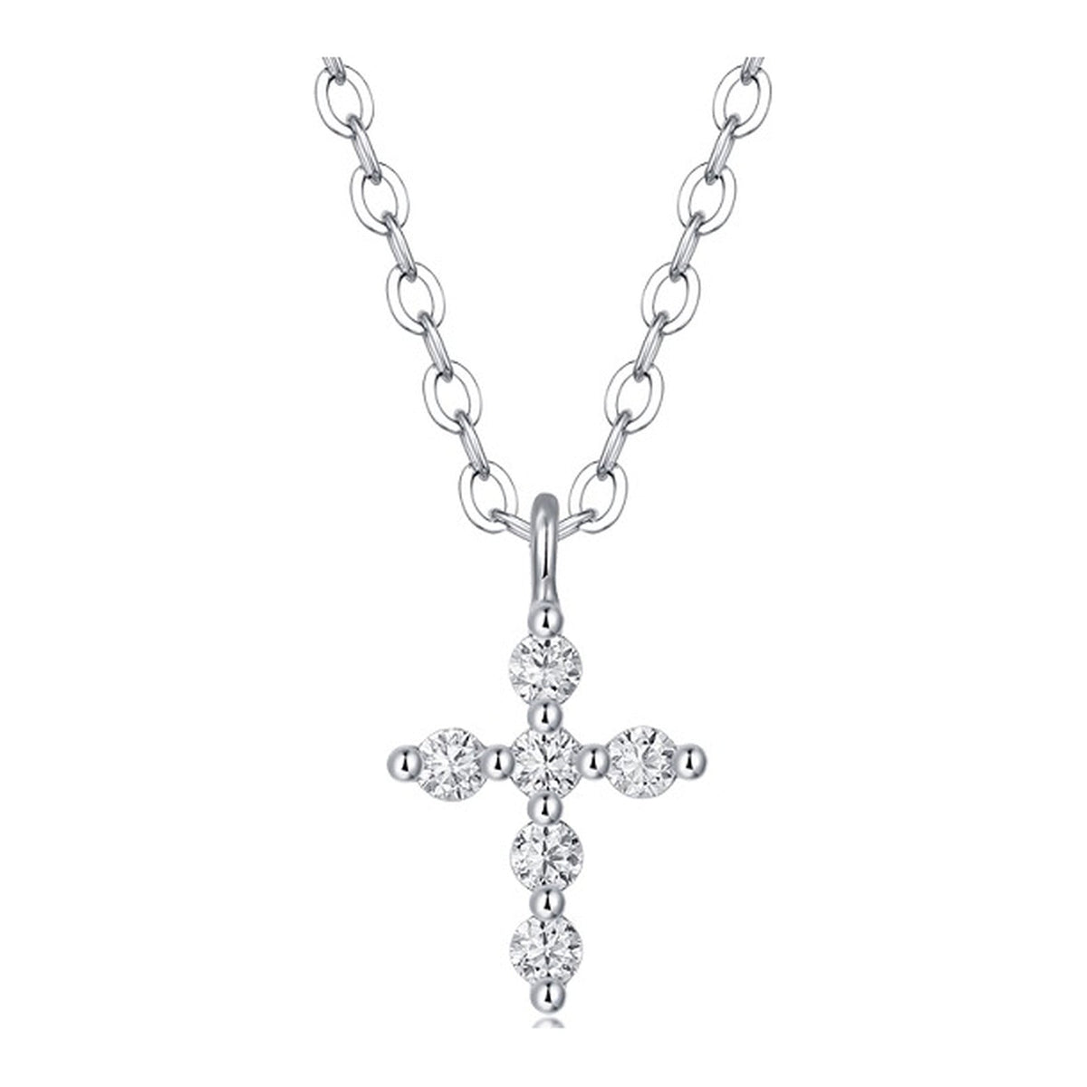 Moissanite Cross Necklace in Sterling Silver, No. 11769