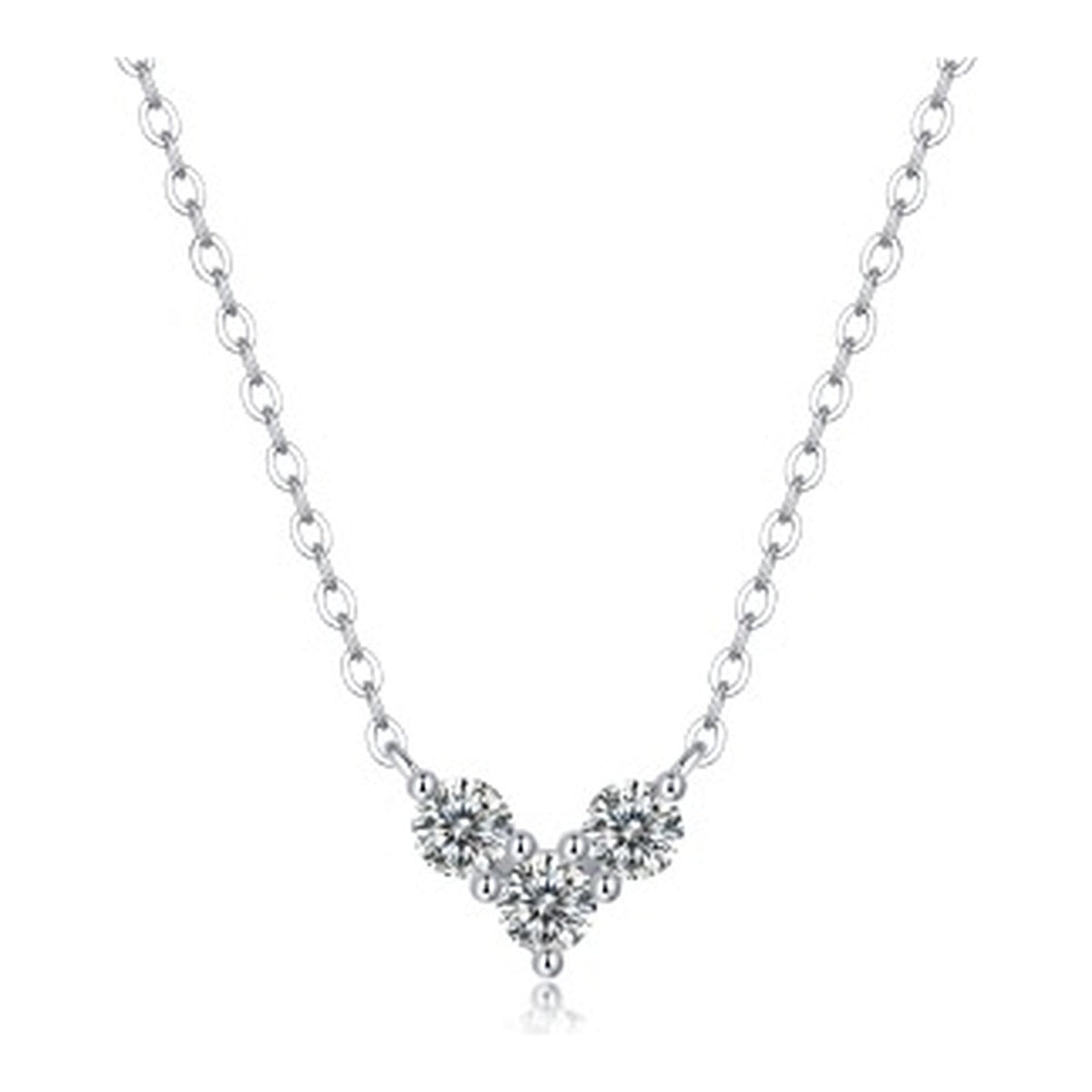Moissanite V Cluster Necklace in Sterling Silver, No. 11773