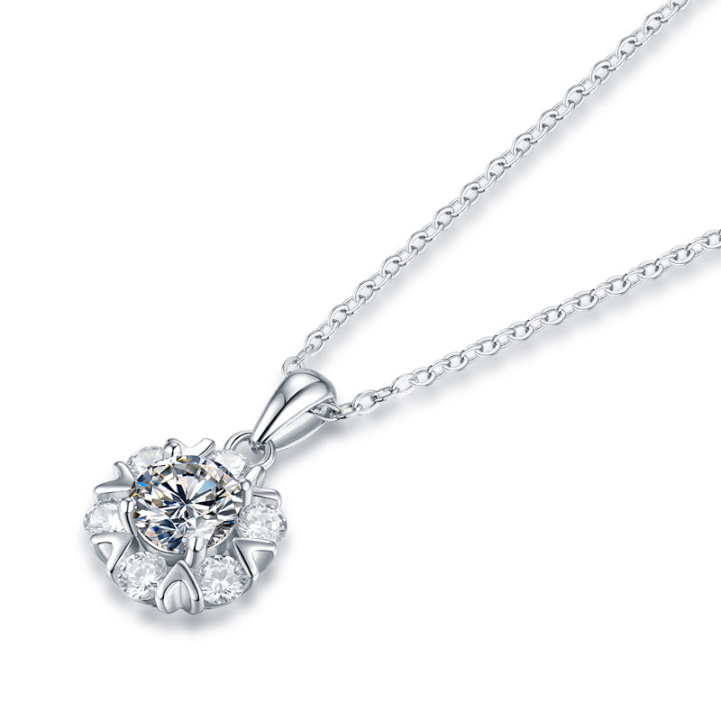 1ct Moissanite Pendant Necklace in S925 Sterling Silver, No. 10026