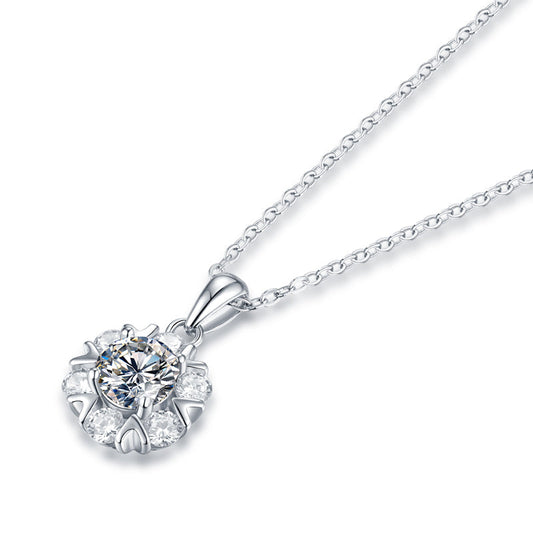 1ct Moissanite Pendant Necklace in S925 Sterling Silver, No. 10026