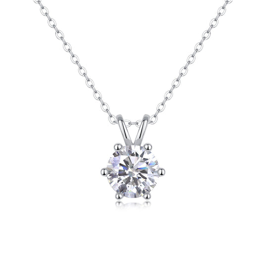 Moissanite Pendant Necklace in S925 Sterling Silver, No. 10027