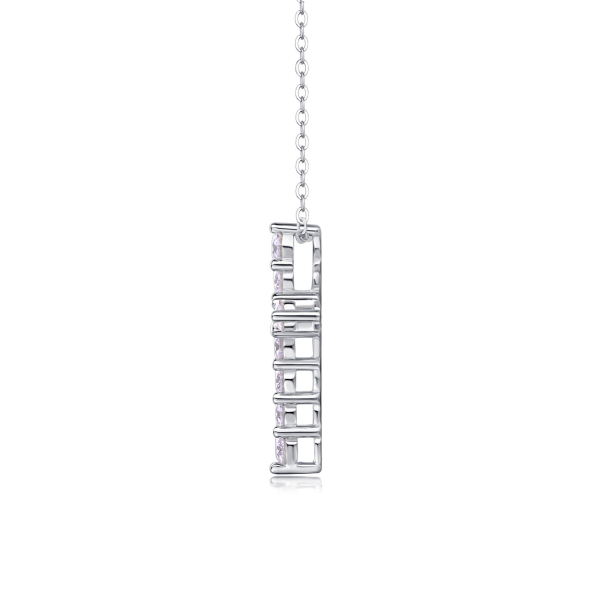 Moissanite Cross Necklace in Sterling Silver, No. 10033