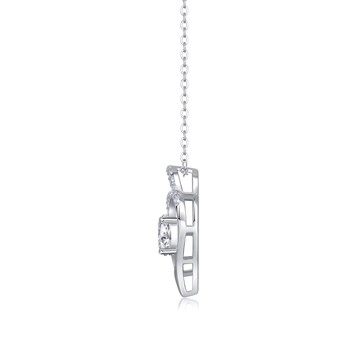 1 Carat Moissanite Heart Pendant Necklace in Sterling Silver, No. 10098