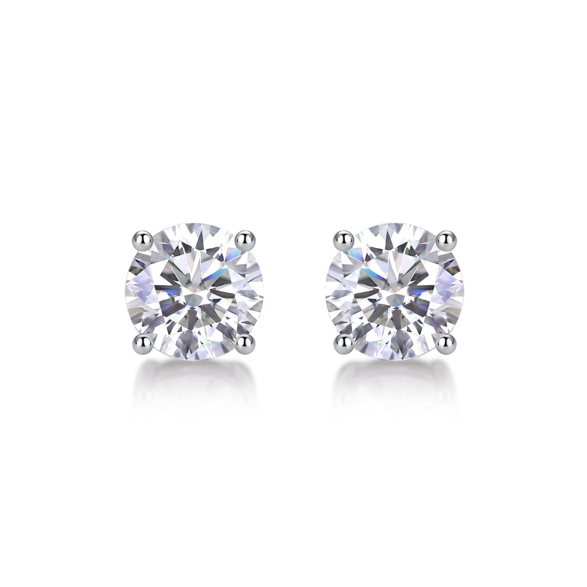 Moissanite Stud Earrings in Sterling Silver, No. 10485