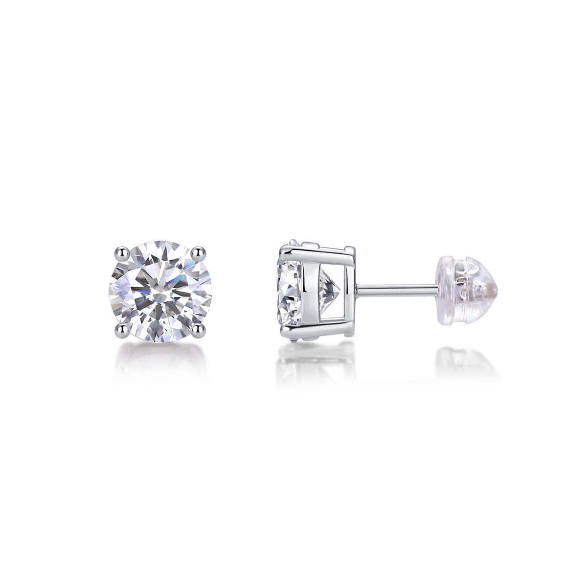 Moissanite Stud Earrings in Sterling Silver, No. 10485