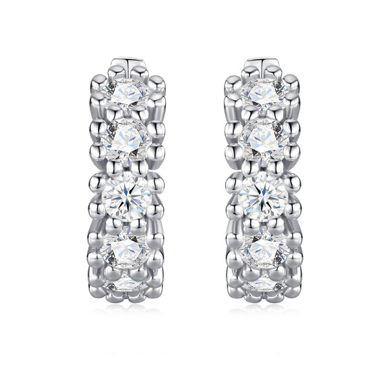 Moissanite Huggie Hoop Earrings in Sterling Silver, No. 10825