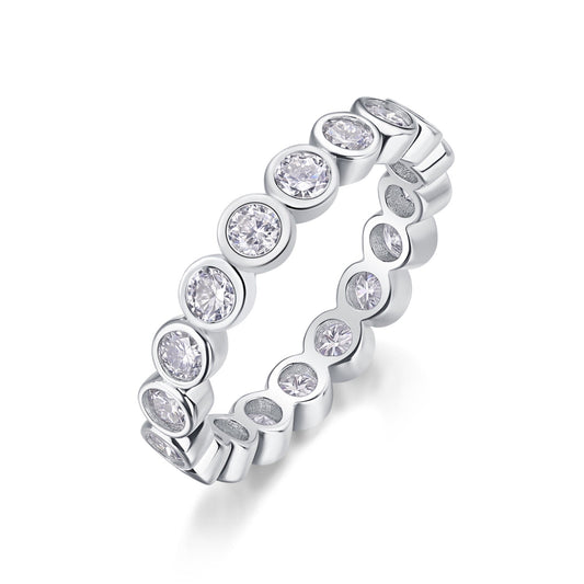 Moissanite Eternity Band Ring in Sterling Silver, No. 10989