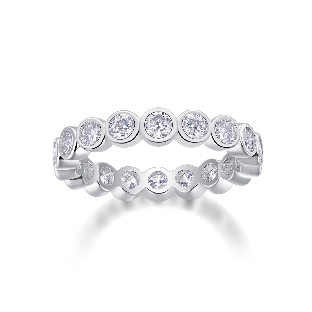 Moissanite Eternity Band Ring in Sterling Silver, No. 10989