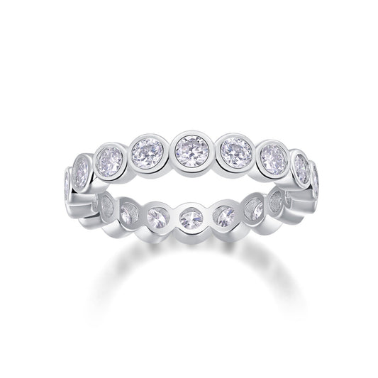 Moissanite Eternity Band Ring in Sterling Silver, No. 10989