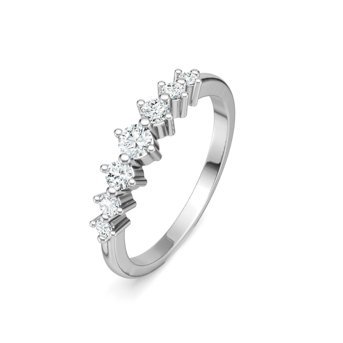 Moissanite Band Ring in Sterling Silver, No. 11277