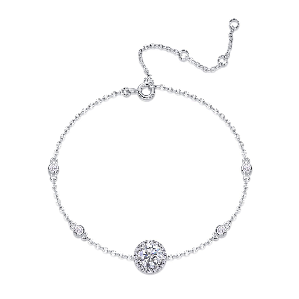Moissanite Chain Bracelet in Sterling Silver, No. 11463