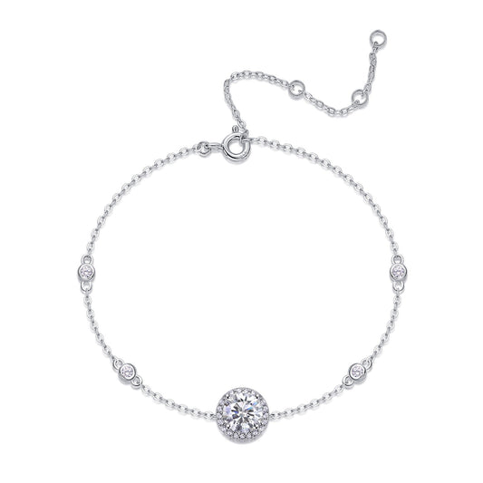 Moissanite Chain Bracelet in Sterling Silver, No. 11463
