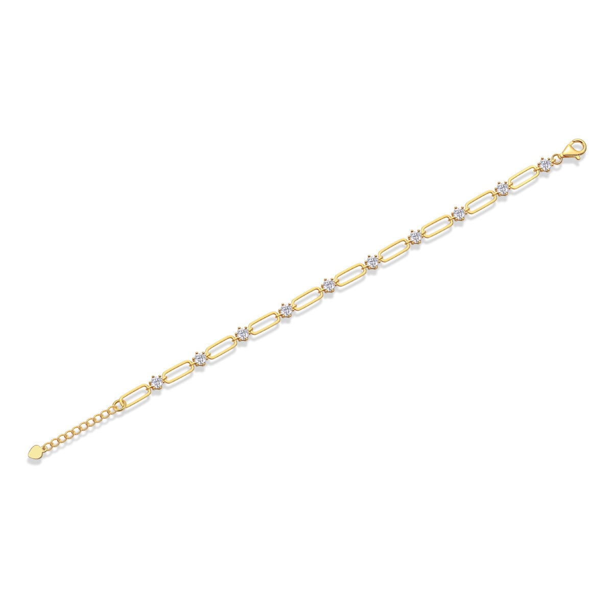 Moissanite Chain Bracelet in Gold-Tone Sterling Silver, No. 11486