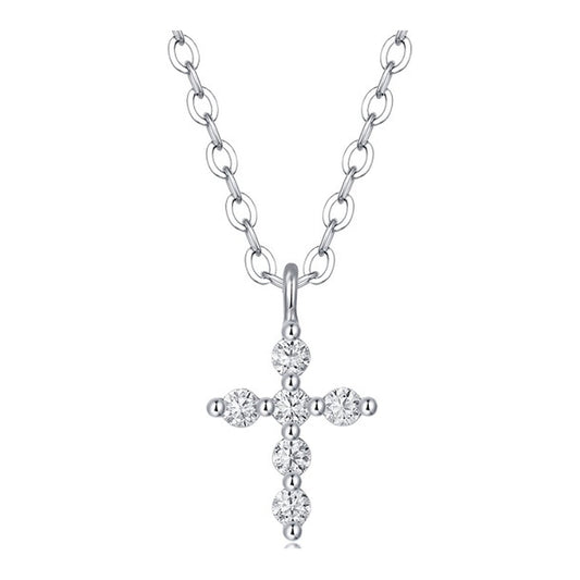 Moissanite Cross Necklace in Sterling Silver, No. 11769