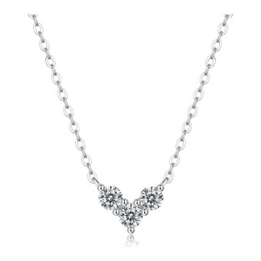 Moissanite V Cluster Necklace in Sterling Silver, No. 11773