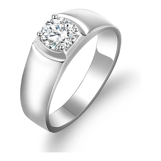 1 Carat Moissanite Men's Solitaire Ring in Sterling Silver, No. 11782